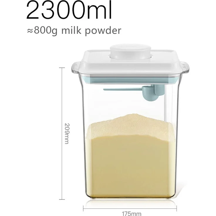 2. 3L Luftdichte Milchpulver-Spender, Tragbarer Milchpulver-Kasten,Milchpulver Behälter mit Löffel, Einhandbedienung, Abnehmbar, zur Aufbewahrung von Baby Milchpulver, Obst und Lebensmitteln – Bild 3