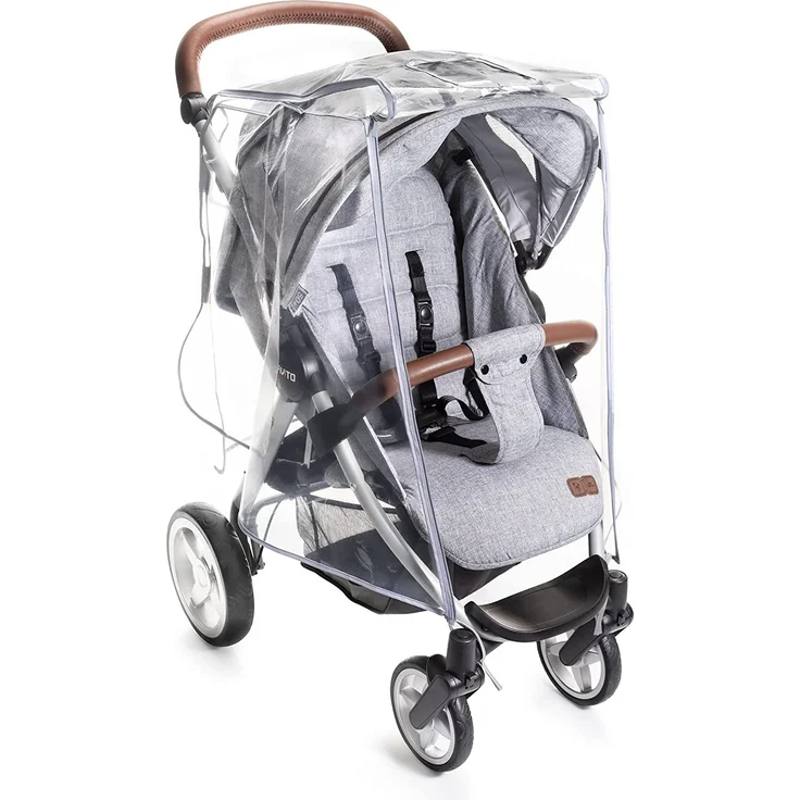 Zamboo Universal Regenschutz Buggy mit vollständiger Frontöffnung - Regenverdeck Kinderwagen & Sportwagen mit Fenster und Doppel Reißverschluss zum Öffnen - transparent, schadstofffrei – Bild 6