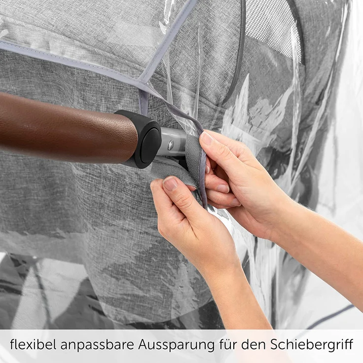 Zamboo Universal Regenschutz Buggy mit vollständiger Frontöffnung - Regenverdeck Kinderwagen & Sportwagen mit Fenster und Doppel Reißverschluss zum Öffnen - transparent, schadstofffrei – Bild 5