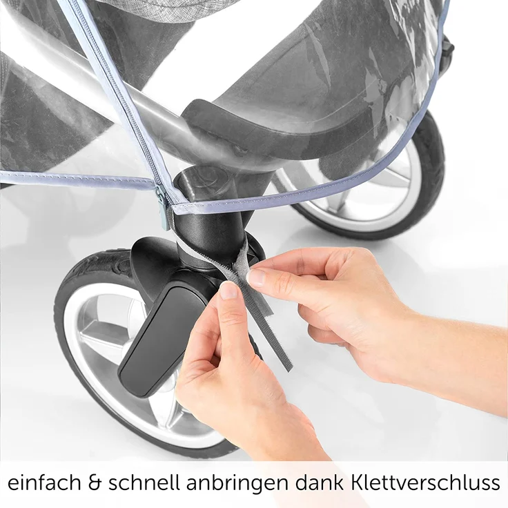 Zamboo Universal Regenschutz Buggy mit vollständiger Frontöffnung - Regenverdeck Kinderwagen & Sportwagen mit Fenster und Doppel Reißverschluss zum Öffnen - transparent, schadstofffrei – Bild 4