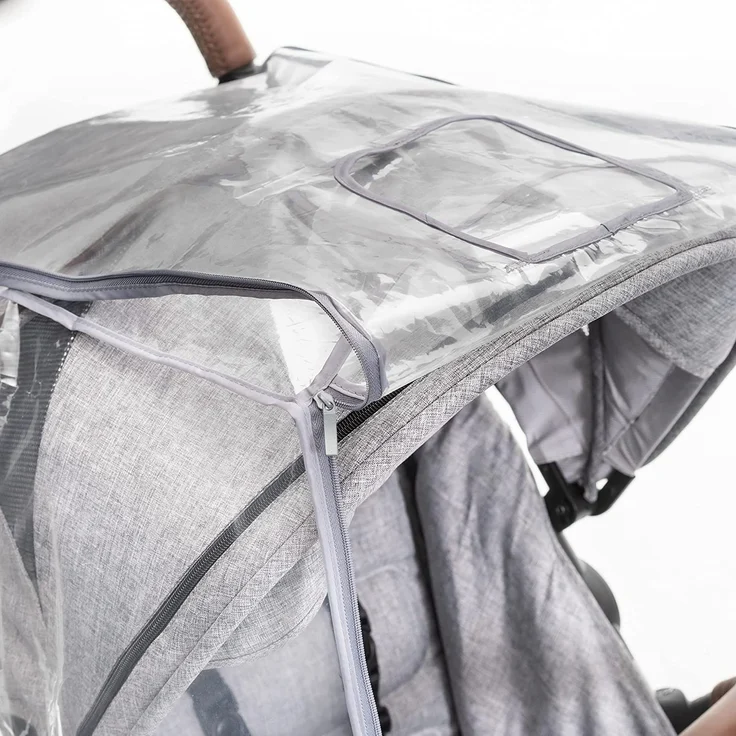 Zamboo Universal Regenschutz Buggy mit vollständiger Frontöffnung - Regenverdeck Kinderwagen & Sportwagen mit Fenster und Doppel Reißverschluss zum Öffnen - transparent, schadstofffrei – Bild 7
