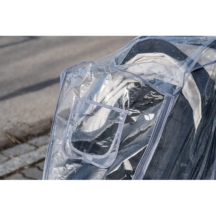 Zamboo Universal Regenschutz Buggy mit vollständiger Frontöffnung - Regenverdeck Kinderwagen & Sportwagen mit Fenster und Doppel Reißverschluss zum Öffnen - transparent, schadstofffrei – Bild 8
