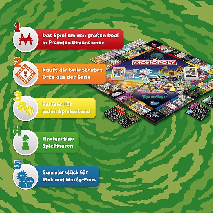 Winning Moves WIN45069 Monopoly, Rick and Morty, Brettspiel, ab 17 Jahren – Bild 5