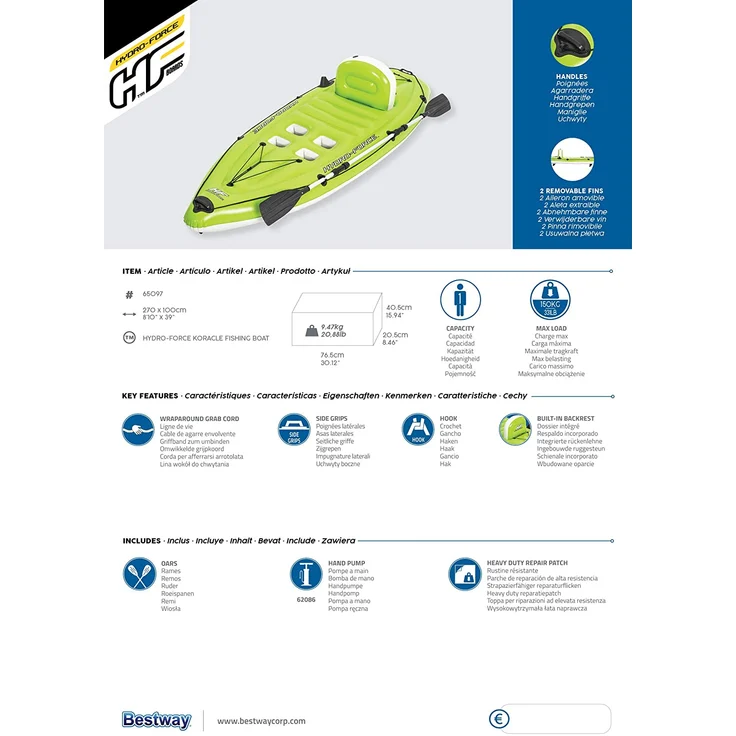 Bestway 65097 Reisen/Erholung Aufblasbares Boot Schwarz Grün PVC 1 Person(en) 150 kg – Bild 17