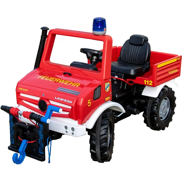 Rolly Toys rollyUnimog Feuerwehr Unimog mit Seilwinde rollyPowerwinch, ohne Schaltung, Tretfahrzeug für Kinder, verstellbarer Sitz, Flüsterlaufreifen, Front-/Heckkupplung, max. Belastbarkeit 35kg, Feuerwehrauto, Rot – Bild 1
