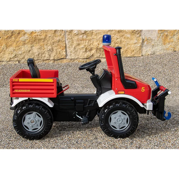 Rolly Toys rollyUnimog Feuerwehr Unimog mit Seilwinde rollyPowerwinch, ohne Schaltung, Tretfahrzeug für Kinder, verstellbarer Sitz, Flüsterlaufreifen, Front-/Heckkupplung, max. Belastbarkeit 35kg, Feuerwehrauto, Rot – Bild 5