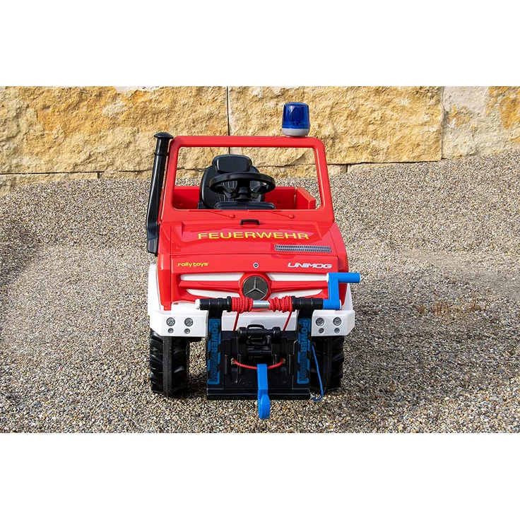 Rolly Toys rollyUnimog Feuerwehr Unimog mit Seilwinde rollyPowerwinch, ohne Schaltung, Tretfahrzeug für Kinder, verstellbarer Sitz, Flüsterlaufreifen, Front-/Heckkupplung, max. Belastbarkeit 35kg, Feuerwehrauto, Rot – Bild 3