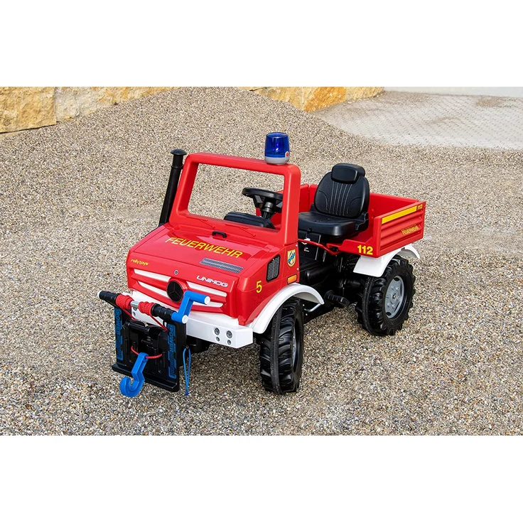 Rolly Toys rollyUnimog Feuerwehr Unimog mit Seilwinde rollyPowerwinch, ohne Schaltung, Tretfahrzeug für Kinder, verstellbarer Sitz, Flüsterlaufreifen, Front-/Heckkupplung, max. Belastbarkeit 35kg, Feuerwehrauto, Rot – Bild 2