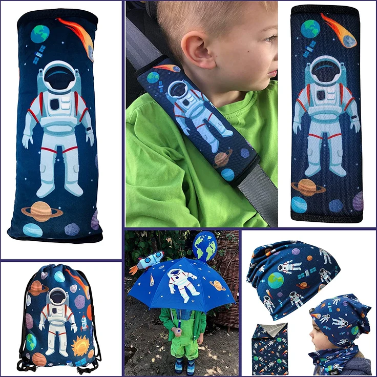 HECKBO 1x Astronaut Weltall Space Auto Gurtschutz Sicherheitsgurt Schulterpolster Schulterkissen Autositze Fahrrad Fahrradsitz Gurtpolster für Kinder Jungen Jungs – Bild 7