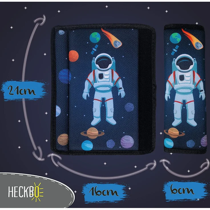 HECKBO 1x Astronaut Weltall Space Auto Gurtschutz Sicherheitsgurt Schulterpolster Schulterkissen Autositze Fahrrad Fahrradsitz Gurtpolster für Kinder Jungen Jungs – Bild 2
