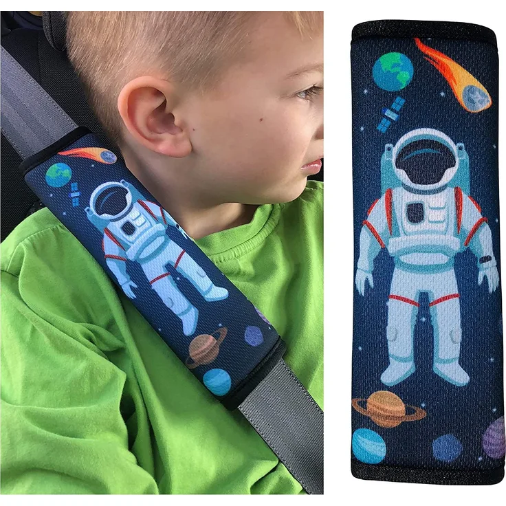 HECKBO 1x Astronaut Weltall Space Auto Gurtschutz Sicherheitsgurt Schulterpolster Schulterkissen Autositze Fahrrad Fahrradsitz Gurtpolster für Kinder Jungen Jungs