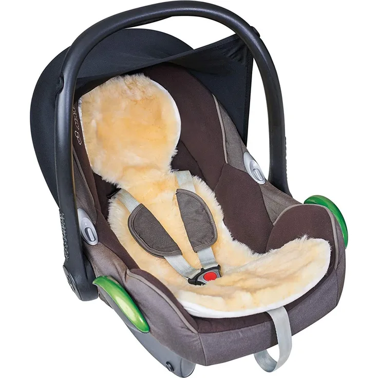 Fellhof 10407 Einlage Unifit aus Lammfell, für Autositze und Babyschalen, OEKO-TEX® Standard 100 zertifiziert, Größe 30x77 cm, bei max. 30 °C waschbar, Rückseite aus Baumwolle