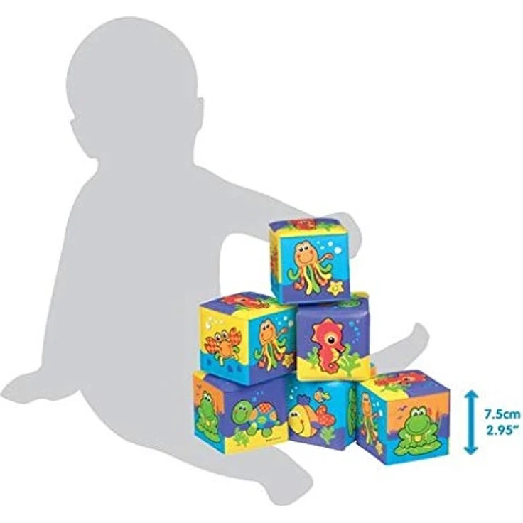 Playgro Badespielwürfel-Set, 6 Stück, Mit bunten Tiermotiven, Ab 6 Monaten, Würfelgröße: 7 x 7cm, Bunt, 40093 – Bild 6