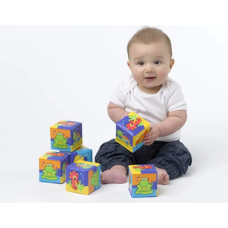 Playgro Badespielwürfel-Set, 6 Stück, Mit bunten Tiermotiven, Ab 6 Monaten, Würfelgröße: 7 x 7cm, Bunt, 40093 – Bild 2
