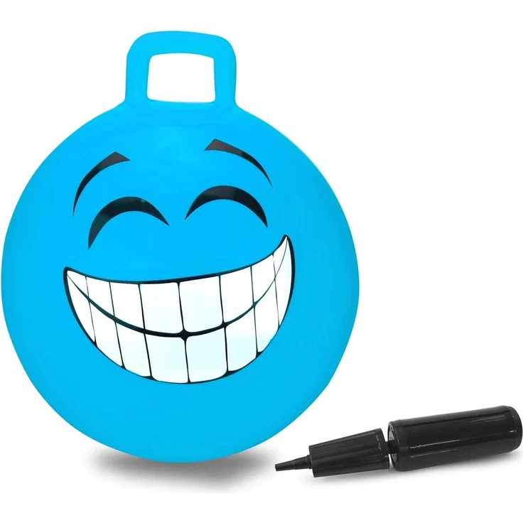 Jamara Hüpfball Smile blau 450mm-bis 50 kg, fördert den Gleichgewichtssinn und die motorischen Fähigkeiten, robust und widerstandsfähig, pflegeleicht – Bild 1