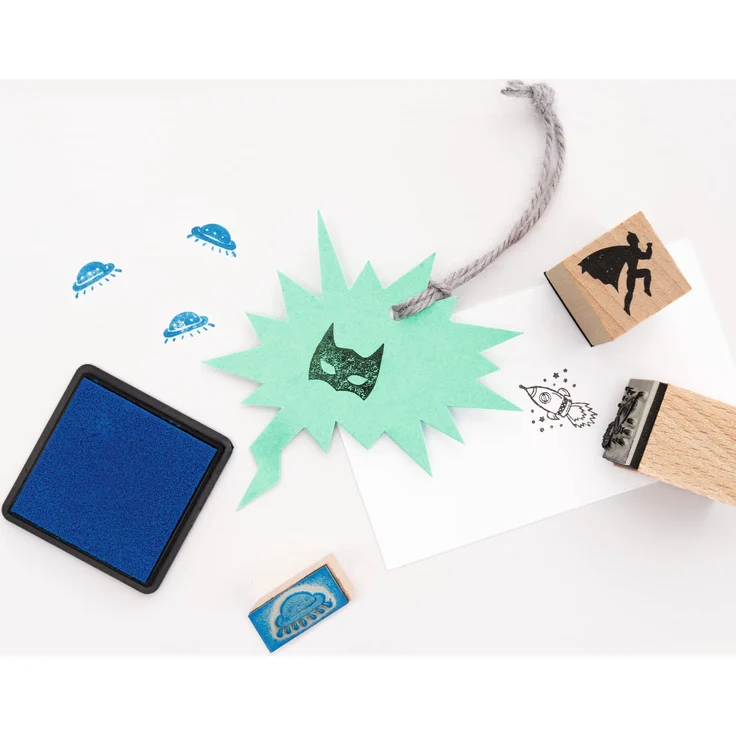 Glorex Holzstempel-Set Superheros 12 Stempel + 2 Kissen – Bild 6