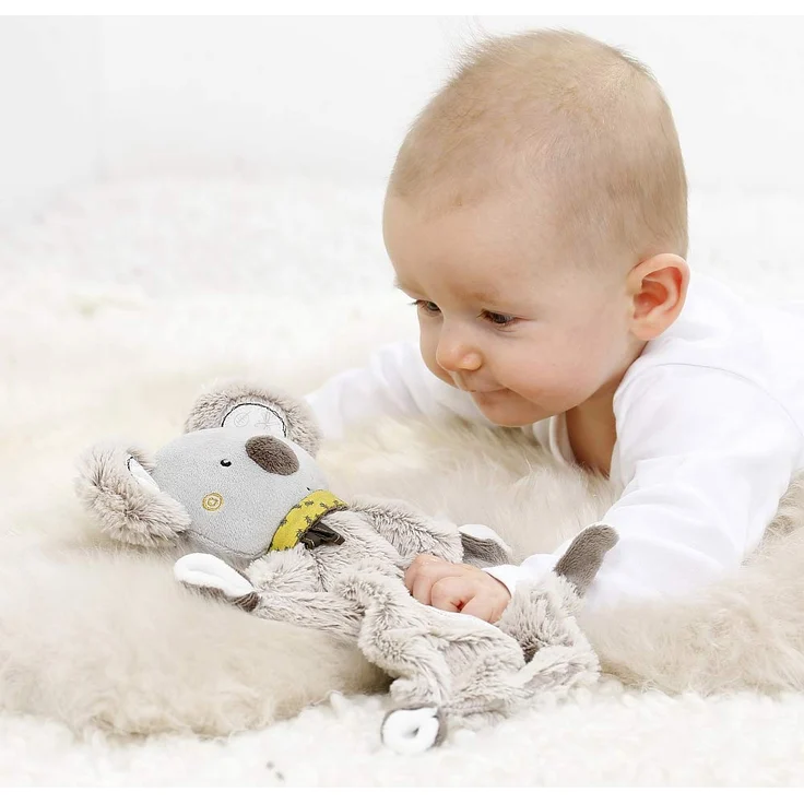 Fehn 064056 Schmusetuch Koala – Schnuffeltuch mit Koala-Köpfchen – Zum Kuscheln für Babys und Kleinkinder ab 0+ Monaten – Maße: 27 cm – Bild 3