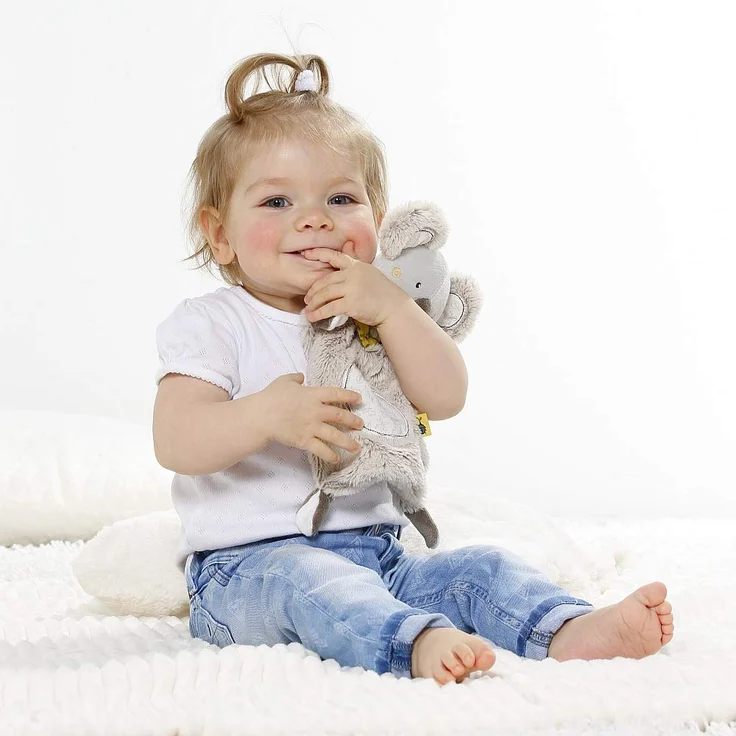 Fehn 064056 Schmusetuch Koala – Schnuffeltuch mit Koala-Köpfchen – Zum Kuscheln für Babys und Kleinkinder ab 0+ Monaten – Maße: 27 cm – Bild 5
