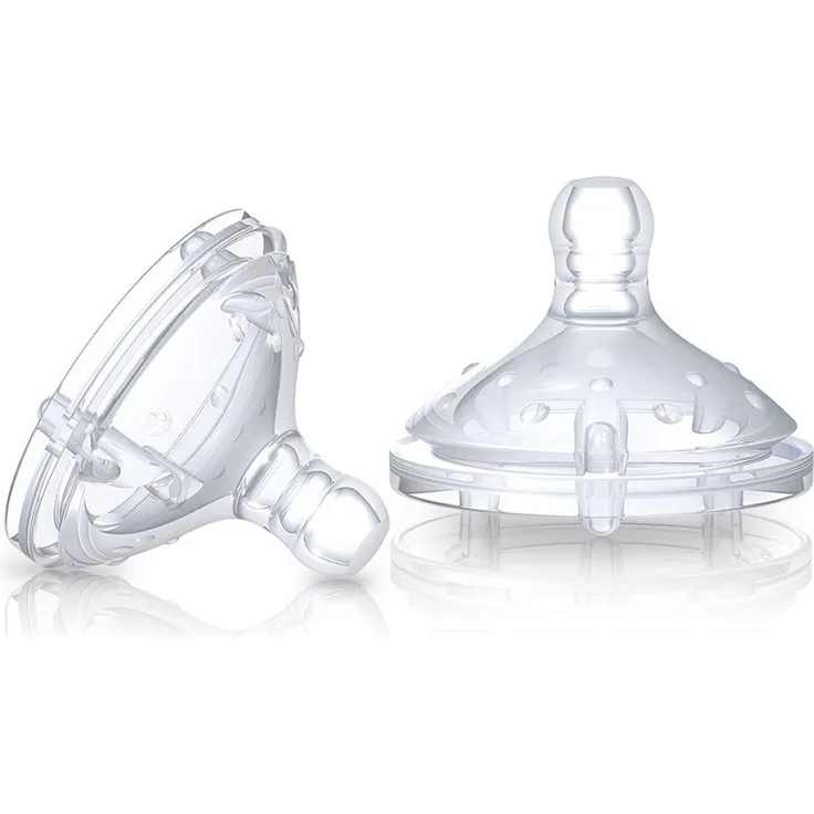 Nuby NT67601 - Natural Touch Soft Flex Flaschensauger aus Silikon, Grösse M für mittleren Trinkfluss, Muttermilch, Milch, Tee, Säfte, 2er Pack