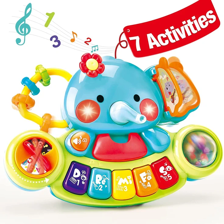 Baby Spielzeug 6 Monate Musikspielzeug, Elefant Baby Spielzeug ab 3 6 Monate Mädchen Motorikspielzeug, Musikinstrumente mit Licht & Klang Kinder Keyboard Babyspielzeug ab 1 Jahr Mädchen Jungen – Bild 8