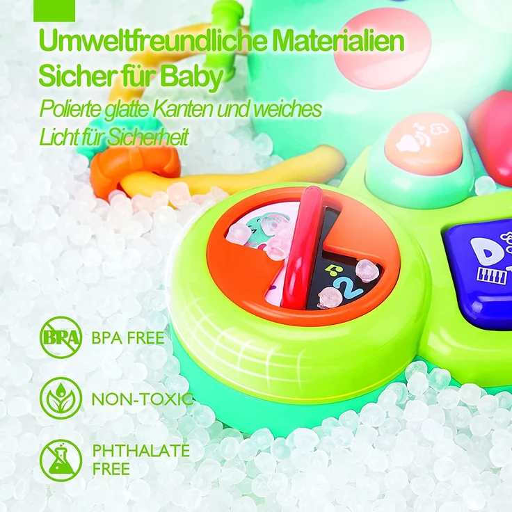 Baby Spielzeug 6 Monate Musikspielzeug, Elefant Baby Spielzeug ab 3 6 Monate Mädchen Motorikspielzeug, Musikinstrumente mit Licht & Klang Kinder Keyboard Babyspielzeug ab 1 Jahr Mädchen Jungen – Bild 3