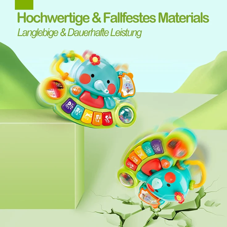 Baby Spielzeug 6 Monate Musikspielzeug, Elefant Baby Spielzeug ab 3 6 Monate Mädchen Motorikspielzeug, Musikinstrumente mit Licht & Klang Kinder Keyboard Babyspielzeug ab 1 Jahr Mädchen Jungen – Bild 6