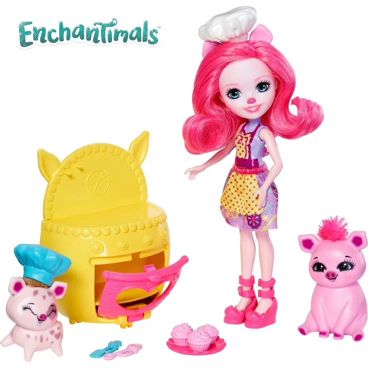 Mattel Enchantimals FJJ28 Themenpack Backfreunde mit Schweinemädchen Petya Pig Puppe und 2 Tierfreunden – Bild 13
