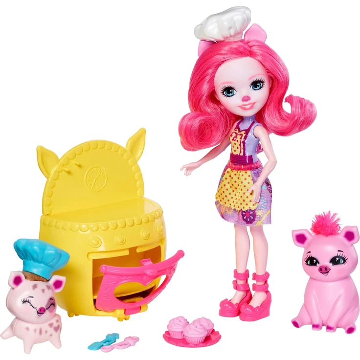 Mattel Enchantimals FJJ28 Themenpack Backfreunde mit Schweinemädchen Petya Pig Puppe und 2 Tierfreunden – Bild 1