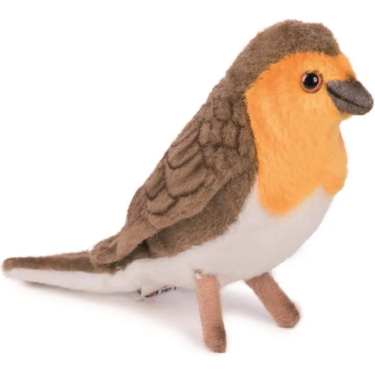 Plüschtier Vogel Rot Kehlchen (x2) 14 cm H