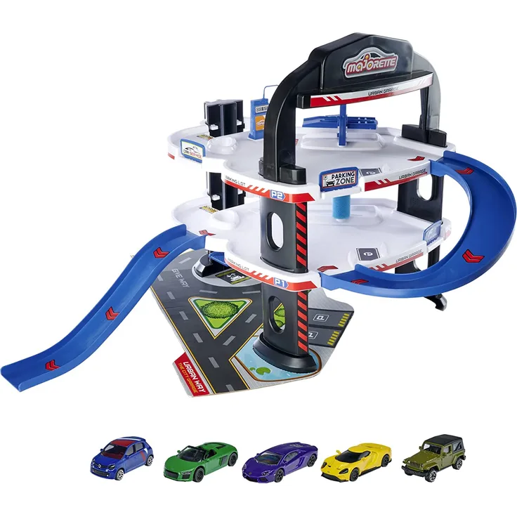 Majorette 212059986 Urban Garage + 5 Cars