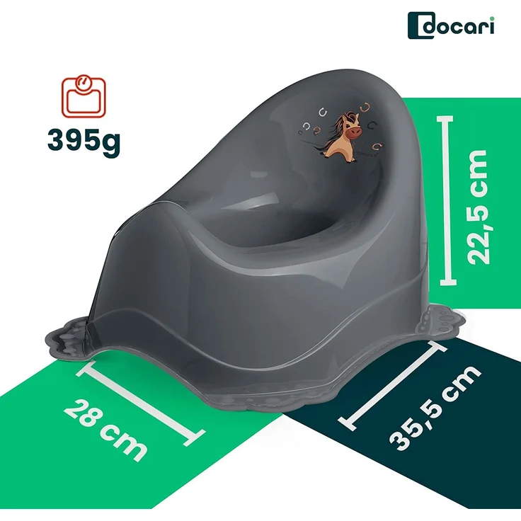 DOCARI Baby Töpfchen Mädchen Grau ab 1 Jahr - Toilettentrainer für Kinder bequem & praktisch für unterwegs und zuhause - Erste Kindertoilette Ergonomisches Töpfchen Kindertöpfchen – Bild 3