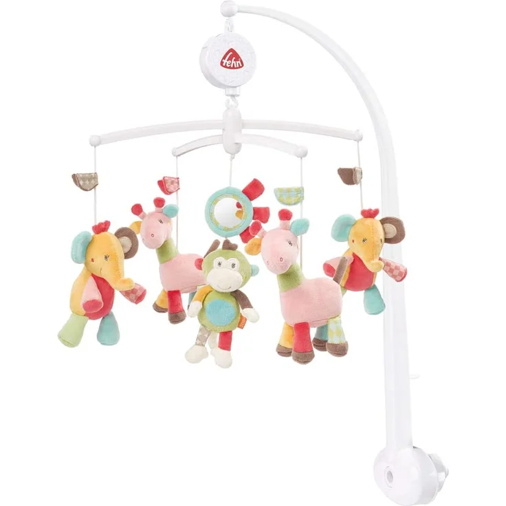 Fehn 074291 Musik-Mobile Safari – Spieluhr-Mobile mit bunten Safari-Tieren zum Lauschen & Staunen – Zum Befestigen am Bett für Babys von 0-5 Monaten – Höhe: 65 cm, ø 40 cm – Bild 1