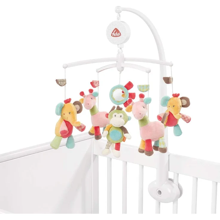 Fehn 074291 Musik-Mobile Safari – Spieluhr-Mobile mit bunten Safari-Tieren zum Lauschen & Staunen – Zum Befestigen am Bett für Babys von 0-5 Monaten – Höhe: 65 cm, ø 40 cm – Bild 4