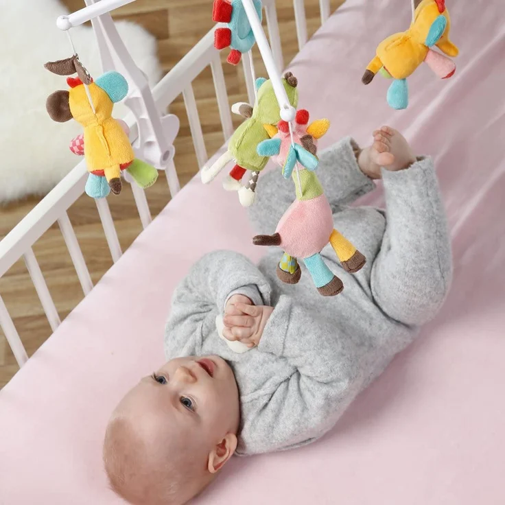 Fehn 074291 Musik-Mobile Safari – Spieluhr-Mobile mit bunten Safari-Tieren zum Lauschen & Staunen – Zum Befestigen am Bett für Babys von 0-5 Monaten – Höhe: 65 cm, ø 40 cm – Bild 3