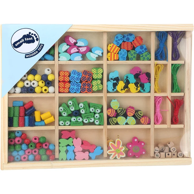 small foot 2465 Fädelbox 'Vivien' aus Holz, Fädelspiel / Bastelspiel für Freundschaftsarmbänder, ab 3 Jahre – Bild 4