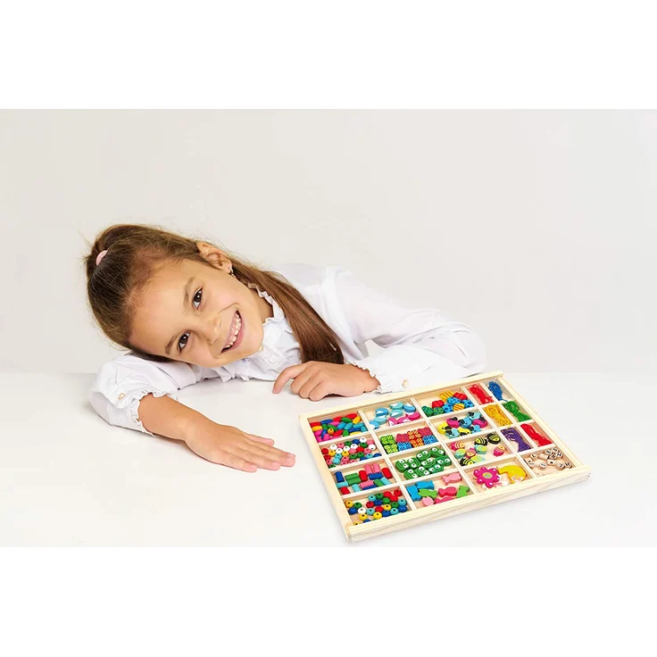 small foot 2465 Fädelbox 'Vivien' aus Holz, Fädelspiel / Bastelspiel für Freundschaftsarmbänder, ab 3 Jahre – Bild 3