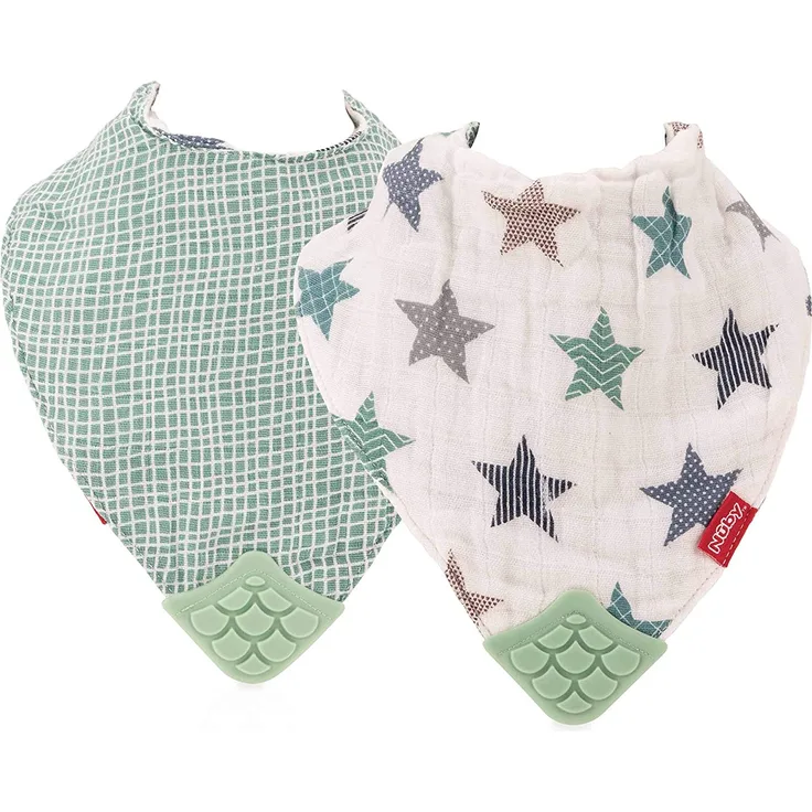 Nuby - Musselin Lätzchen mit Beißecke - 3M+, Grün
