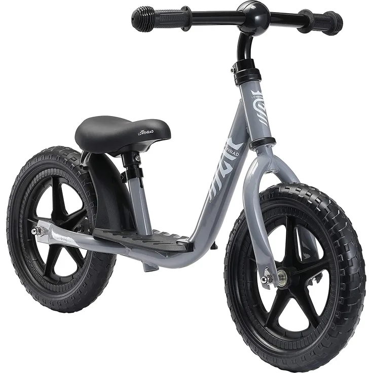 Löwenrad '12 Zoll Kinderlaufrad', ab 3 Jahren, höhenverstellbarer Lenker und Sattel, leichtgängige Lenkung, grau