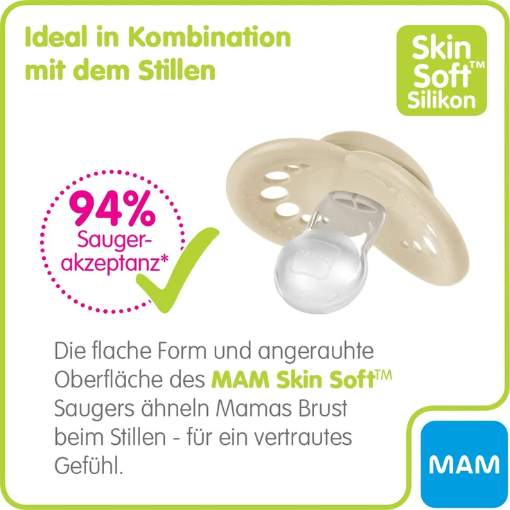 MAM Original Silikon Schnuller im 2er-Set, zahnfreundlicher Schnuller, Baby Schnuller aus speziellem MAM SkinSoft Silikon mit Schnullerbox, 6 - 16 Monate, rosa – Bild 4