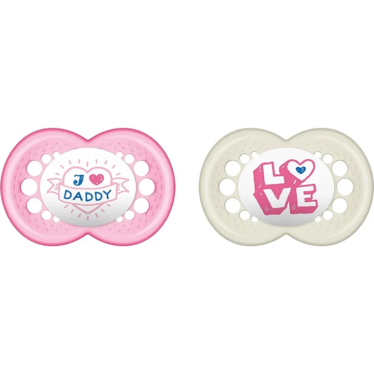 MAM Original Silikon Schnuller im 2er-Set, zahnfreundlicher Schnuller, Baby Schnuller aus speziellem MAM SkinSoft Silikon mit Schnullerbox, 6 - 16 Monate, rosa – Bild 1