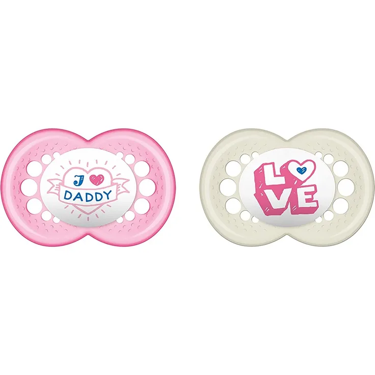 MAM Original Silikon Schnuller im 2er-Set, zahnfreundlicher Schnuller, Baby Schnuller aus speziellem MAM SkinSoft Silikon mit Schnullerbox, 6 - 16 Monate, rosa