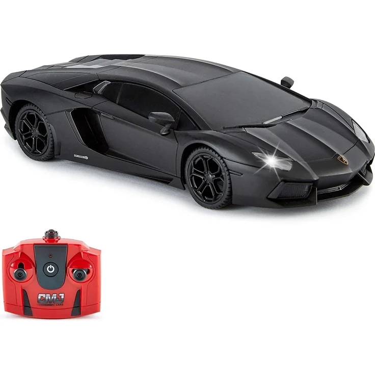 CMJ RC CARS Lamborghini Aventador Ferngesteuertes Auto RC Mit Arbeitsscheinwerfern, fernsteuerung Auto Straßenmaßstab 1:24, 2,4 GHz , großartiges Spielzeug (Schwarz) – Bild 1