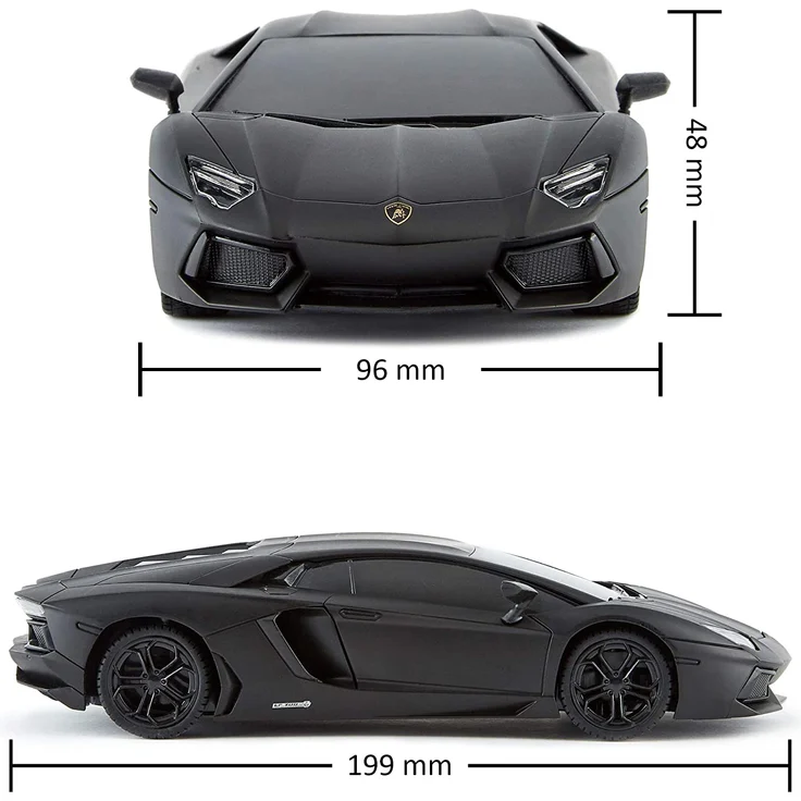 CMJ RC CARS Lamborghini Aventador Ferngesteuertes Auto RC Mit Arbeitsscheinwerfern, fernsteuerung Auto Straßenmaßstab 1:24, 2,4 GHz , großartiges Spielzeug (Schwarz) – Bild 2