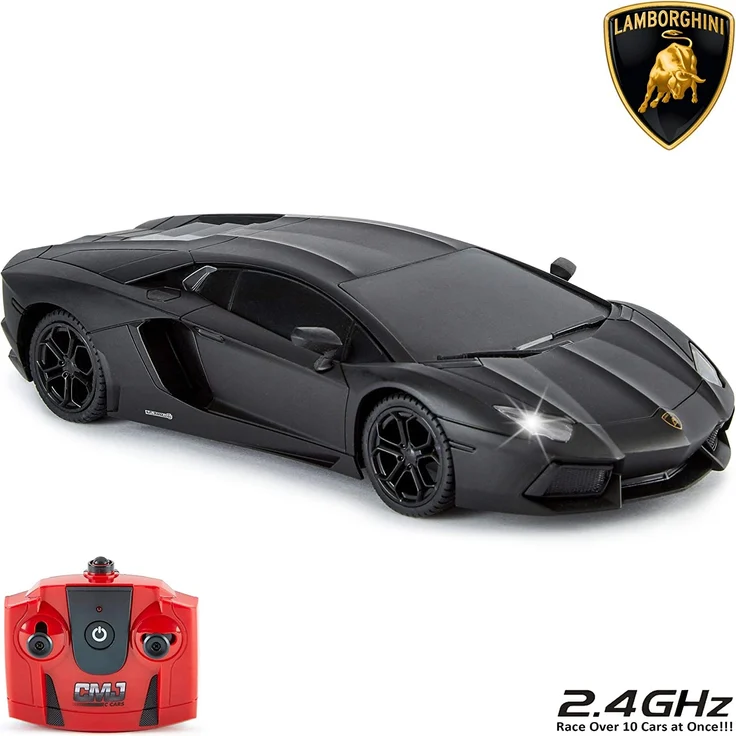 CMJ RC CARS Lamborghini Aventador Ferngesteuertes Auto RC Mit Arbeitsscheinwerfern, fernsteuerung Auto Straßenmaßstab 1:24, 2,4 GHz , großartiges Spielzeug (Schwarz) – Bild 6