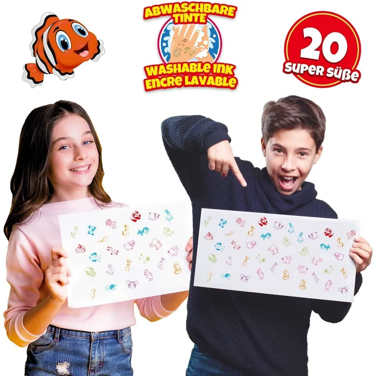 CRAZE Stempelkoffer 26 Stempel für Kinder Tiermotive Stempelset inkl. Papierblock im Koffer abwaschbar 17784 – Bild 4