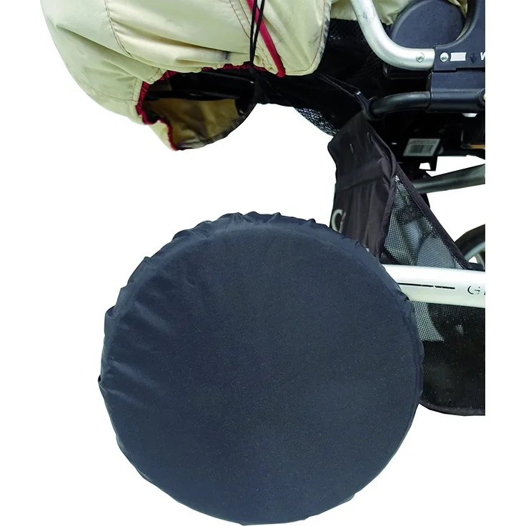 sunnybaby 10800 - Radschutz für Kinderwagen-Räder, Reifenschutz, Schutzhülle/Reifentaschen | bis 14 Zoll / 35 cm Durchmesser | 4 Stück Packung | Nylon - Farbe: SCHWARZ | Qualität: MADE in GERMANY
