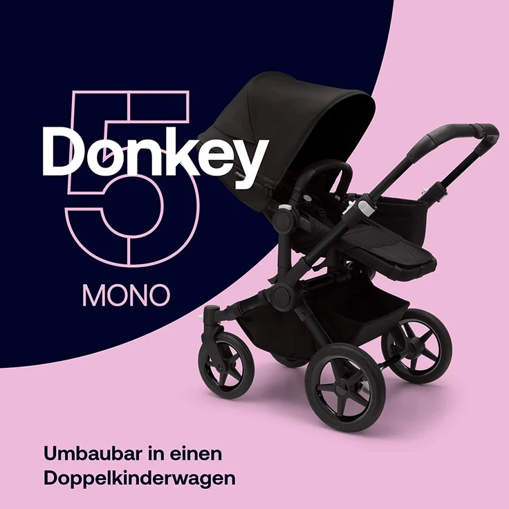Bugaboo 'Donkey 5 Mono' Kombikinderwagen 2in1 Komplett Schwarz – Bild 2