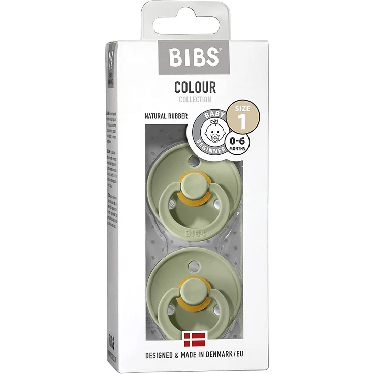 BIBS Colour Schnuller 2er-Pack, BPA-frei, Kirschform Nippel. Naturkautschuk / Latex, Hergestellt in Dänemark. 0-6 Monate (2er Pack), Sage / Sage - Preisvergleich – Bild 3