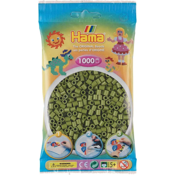 Hama - Bügelperlen Midi, ca. 1000 Perlen in helle Olive
