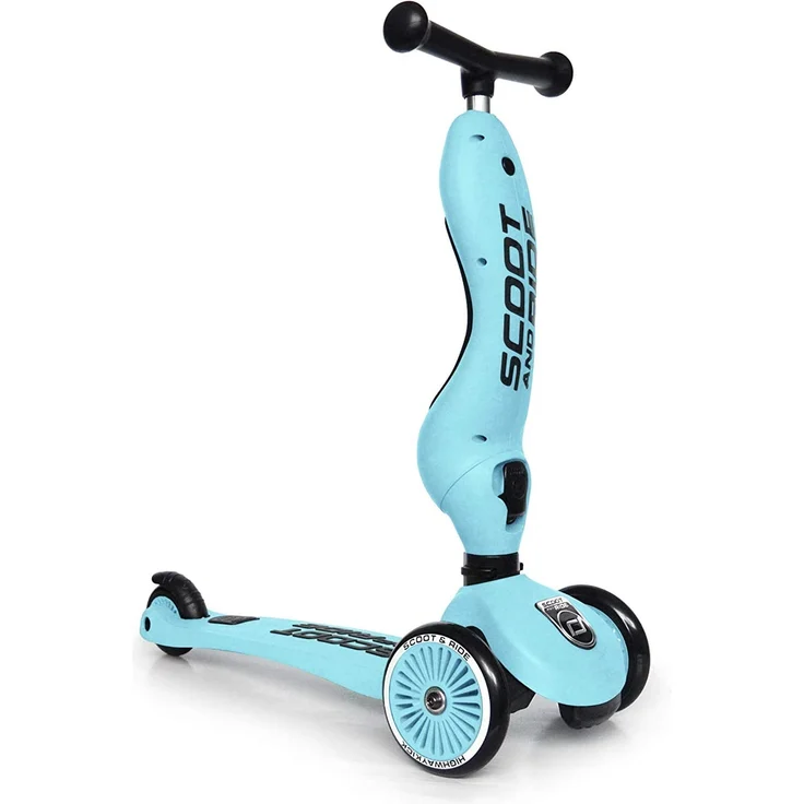 Scoot & Ride 'Highwaykick 1' Kickboard, ab 12 Monaten, 3-fach höhenverstellbar bis 64 cm, 2in1 mit Sitz, max. belastbar bis 50 kg, blueberry – Bild 2